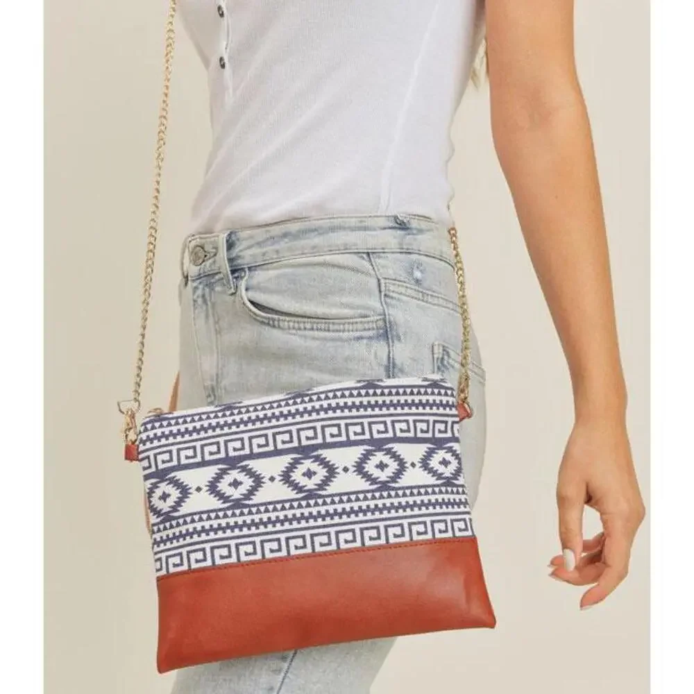 Aztec Pattern Crossbody Wristlet Western Bag
